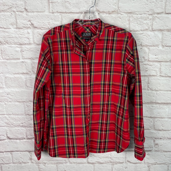 J. Crew Tartan Cotton Poplin Jules Tuxedo Plaid Shirt Size 6 - Picture 2 of 6